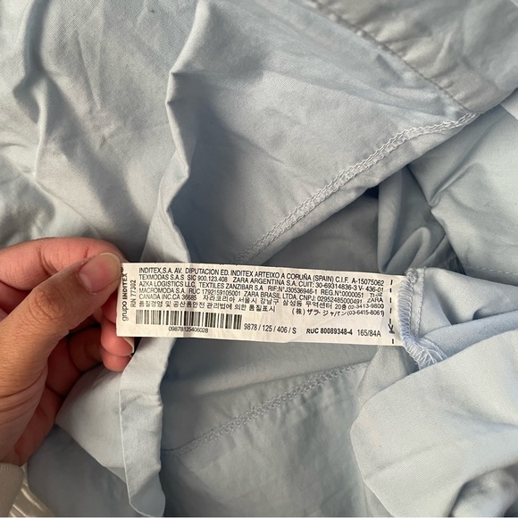 Zara Light Blue Cropped Button-up - Size S - Picture 5 of 7
